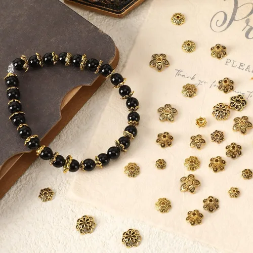 Vista 11 de FEBSNOW Alrededor de 160 cuentas espaciadoras, estilo Bali, mezcla de plata tibetana y oro antiguo para pulseras, collares, aretes, suministros