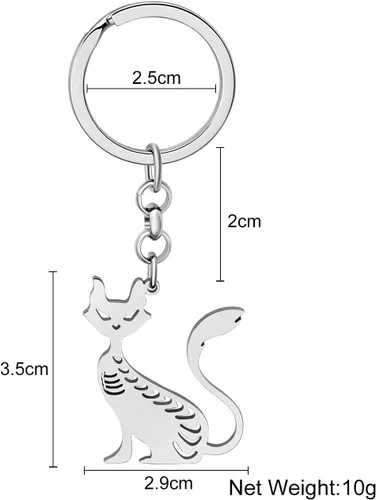 Vista 3 de Llavero de acero inoxidable chapado en oro con bonito diseño de gato, regalo para mujeres y niñas, llavero para coche, monedero, llaves, accesorios
