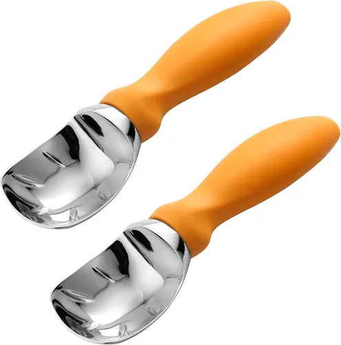 Vista 32 de Spring Chef - Cuchara para helado rosa de alta resistencia con mango suave, cuchara profesional para helado, cuchara de metal para masa de galletas