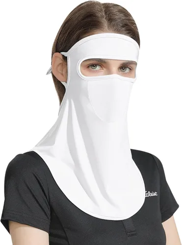 Vista 6 de Protección solar UPF 50 para mujer, para golf, deportes, protección UV, protector facial, pasamontañas reutilizable para ciclismo al aire libre