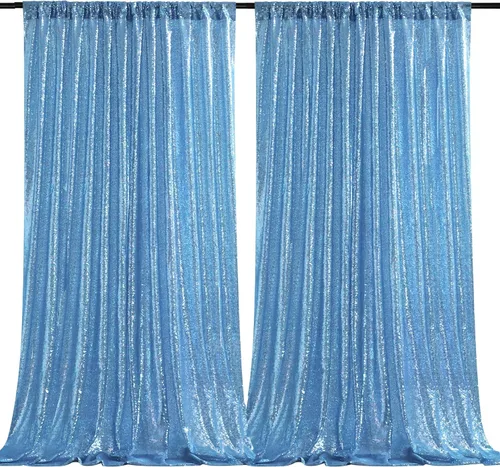 Vista 34 de B-COOL Cortinas de Fondo de Lentejuelas Azul Bebé 2 Piezas 2ftx8ft Fotografía para Fiestas Fondo Brillante Cortinas para Prom Bodas Baby Shower