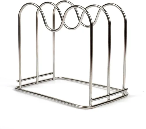 Vista 8 de LENITH Soporte para tabla de cortar de alambre de acero inoxidable, organizador de tabla de cortar para cocina con 2 seccionales