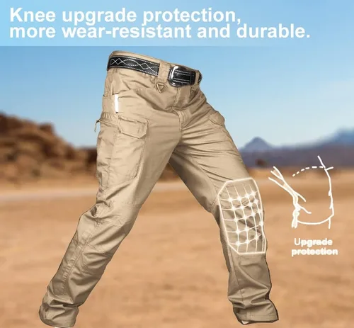 Vista 4 de HYCOPROT Pantalones tácticos para hombre Ripstop repelente al agua ligeros casuales de secado rápido 10 bolsillos pantalones de trabajo