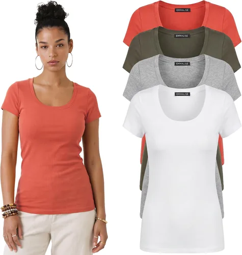 Vista 73 de Emmalise - Camiseta de manga corta para mujer, cuello redondo, estilo básico, pack de valor, tallas junior y grandes
