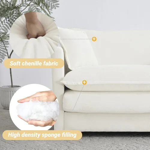 Vista 4 de Sofá modular de felpilla de 111.4 pulgadas, moderno juego de sofá de 3 asientos con asiento profundo, cómodo sofá nube con cojín de espuma doble