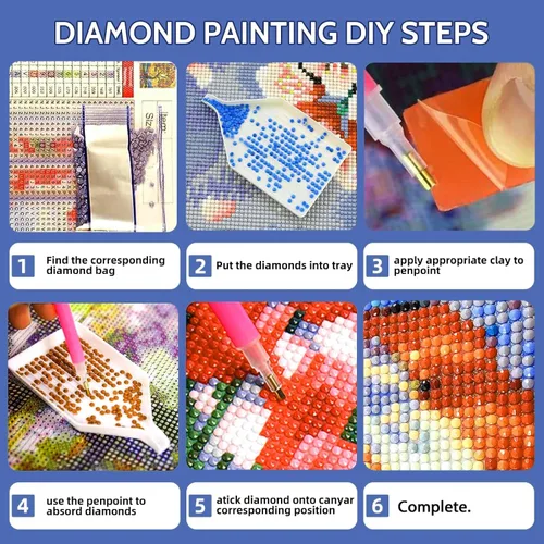 Vista 5 de Lovepefe Kit de pintura artística de diamante de dragón para adultos, kit de pintura con diamante para principiantes, bricolaje de perforación