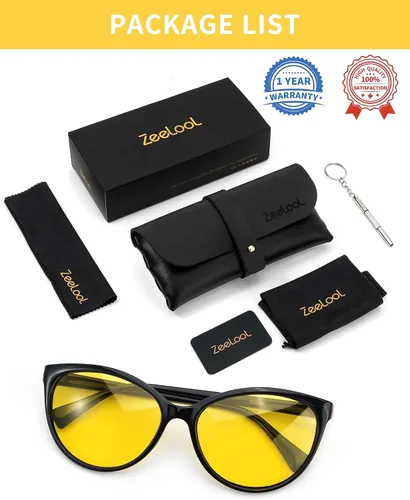 Vista 7 de Zeelool Gafas redondas de conducción nocturna para mujeres y hombres, lentes de visión nocturna polarizadas, lente de revestimiento antirreflectante