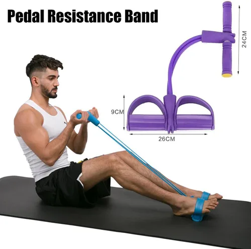 Vista 6 de 21 Bandas de Resistencia para Fitness - 4 Tubos con Pedal y Tirador de Tobillo, 2025 Nueva Banda Elástica de Pedal de Yoga para Estiramiento, Banda