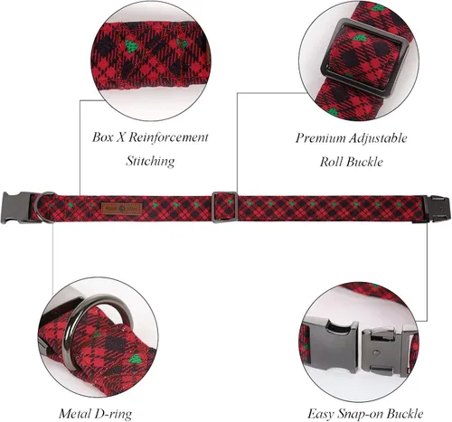 Vista 2 de Lionet Paws Collar de Navidad para perro con corbatín, collar de corbatín para perro con hebilla de metal para perros y gatos, collar ajustable