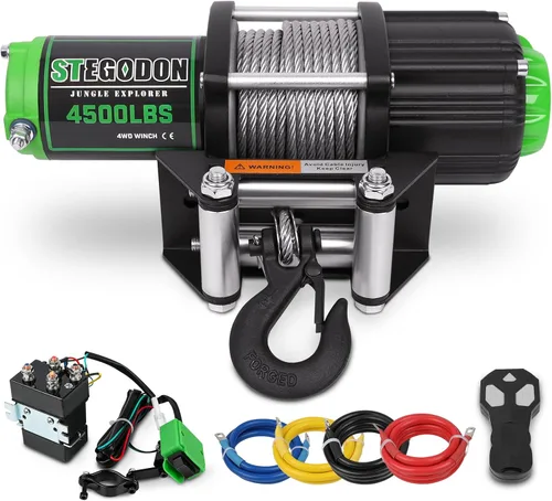 Vista 8 de Cabrestante eléctrico ATV UTV de 3500 libras, cabrestante eléctrico impermeable de 12 V, cabrestante eléctrico con control remoto con cable