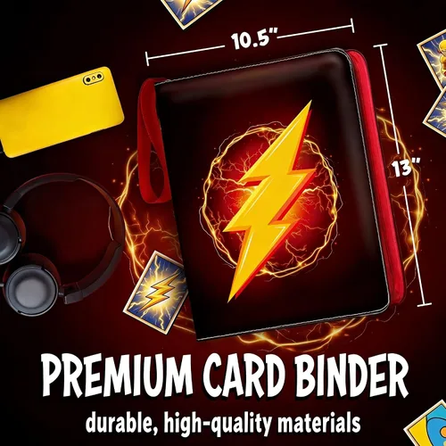 Vista 6 de Carpeta de tarjetas coleccionables con 9 bolsillos – Capacidad de 900 tarjetas, cremallera y asa, álbum de piel sintética, carpeta de 3 anillos