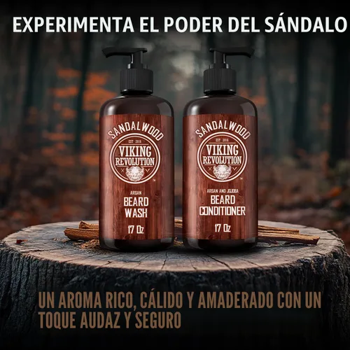 Vista 7 de Viking Revolution Set de lavado y acondicionador para barba - Sándalo - 17 oz