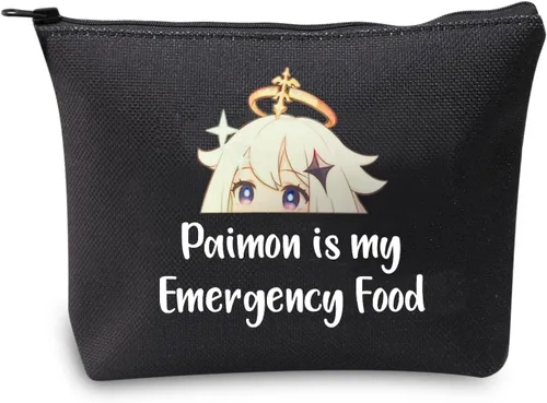 Vista 8 de JXGZSO Bolsa de cosméticos inspirada en el anime Paimon is my Emergency Food Traveller Gift Anime Lover Gift, Paimon, Novedad, Diversión, Inspirado