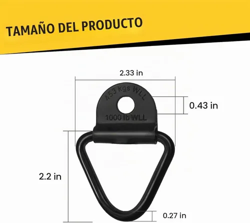 Vista 2 de Pack-4 - Anclaje de amarre con anillo en forma de V para automóvil, accesorios multiusos de 2.3 x 2.2 pulgadas, accesorios de amarre de caja