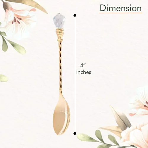 Vista 3 de Matashi Cuchara de postre chapada en oro de 24 quilates (juego de 4) – Regalo del día de San Valentín para ella – Vajilla elegante para cena