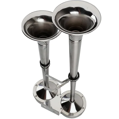 Vista 3 de Cuerno de barco marino de 12 V, impermeable, cuerno de trompeta doble de acero inoxidable para barcos con botón plano