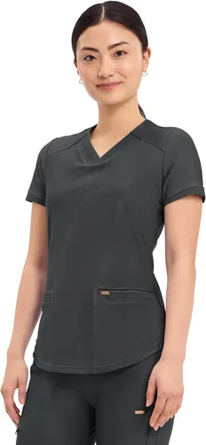 Vista 2 de Cherokee Form Blusas de Uniforme Médico para Mujeres, Blusa de Uniforme Médico de Punto Elástica con Cuello en V - CK840 Negro