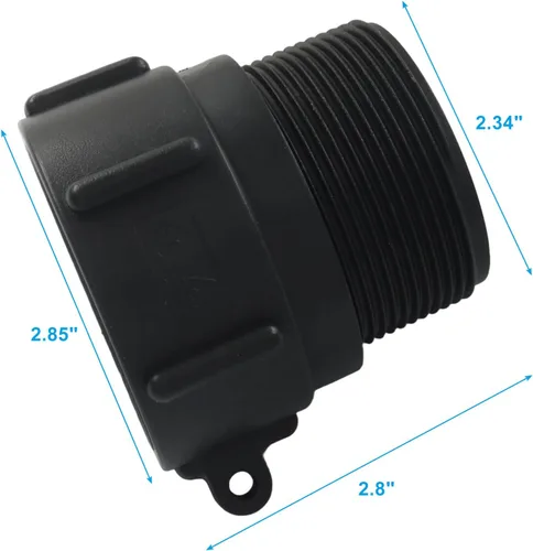 Vista 2 de Hordion IBC - Adaptador de accesorios de mano, contrafuerte hembra de 2 pulgadas a NPT macho de 2 pulgadas