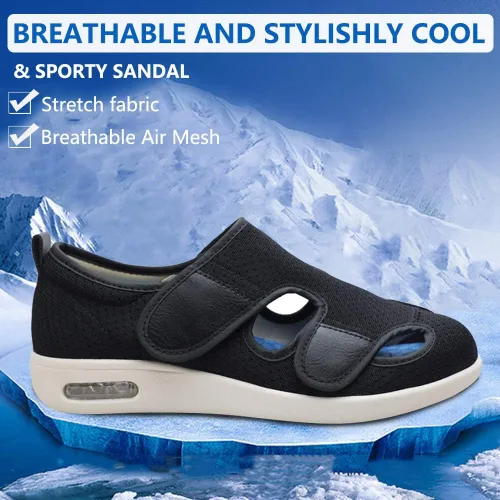 Vista 3 de Zapatos diabéticos para mujer, sandalias cómodas con edema ajustable, extra anchas de espuma viscoelástica para caminar, puntera cerrada, fáciles
