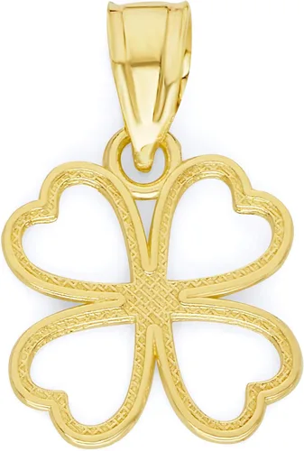Vista 3 de Colgante de trébol de cuatro hojas de oro auténtico macizo de 10 quilates, dije de buena suerte, regalo de joyería irlandesa, Metal
