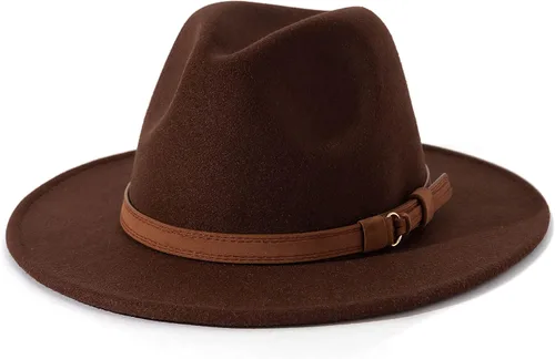 Vista 25 de Lisianthus Sombrero Fedora de ala ancha vintage para hombre y mujer con hebilla de cinturón Negro