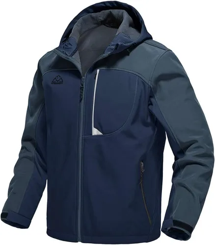 Vista 9 de Gopune Chaqueta Ligera de Carcasa Suave para Hombre con Forro Polar Impermeable con Capucha para Senderismo Chaqueta de Invierno
