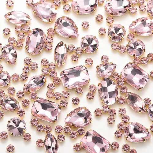 Vista 23 de Diamantes de imitación AB para coser, Choupee 130 piezas de diamantes de imitación para coser con respaldo de metal, engaste de dientes, garra