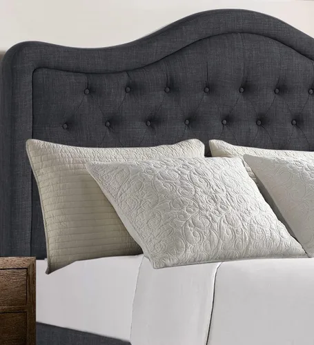 Vista 4 de Rosevera Grayson - Cama de cabecera ajustable con poliéster fino y acolchado de botones para dormitorio, matrimonial, carbono