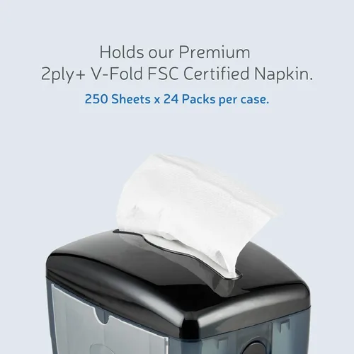 Vista 6 de Dispensador de servilletas interdobladas EZ-Pull para encimera, modelo V-fold de mesa, negro perla 4300B-EZ Encimera Pearl Black