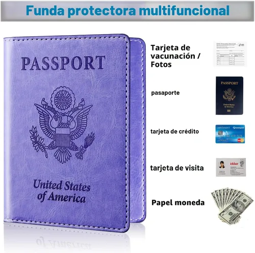 Vista 4 de Herain Soporte para pasaporte para viaje y crucero, 2 piezas, funda para pasaporte, cartera, regalo de viaje, para mujeres, hombres, familia
