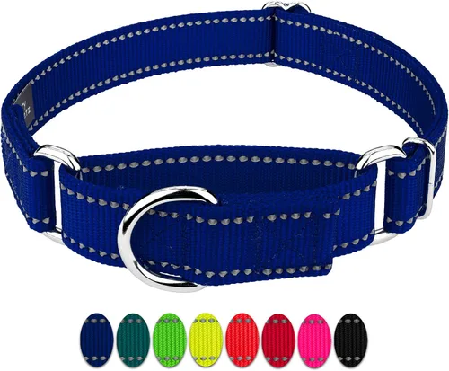Vista 11 de Country Brook Petz - Vibrante selección de 8 colores - Collar de perro Martingala de nailon reflectante (pequeño, 3/4 pulgadas, negro)
