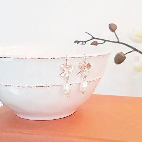 Vista 5 de Rose Gold bracelet, Pearl Bracelet, Orchid bracelet, Flower bracelet, Wedding Bracelet, Gift for her, Bridesmaid gifts