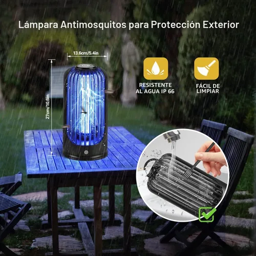 Vista 6 de Bug Zapper 2000V de alta potencia con luz UV eléctrica matamosquitos impermeable lámpara de control de insectos voladores emisores de luz