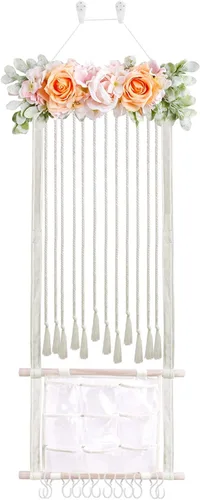 Vista 7 de Cinta para la cabeza/lazo para el pelo para niñas, organizador de lazos para el pelo de flores, decoración elegante para colgar en la pared, regalo