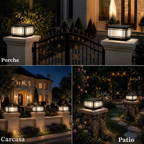 Vista 6 de Luces de poste al aire libre cableadas, modernas lámparas de pilar de valla