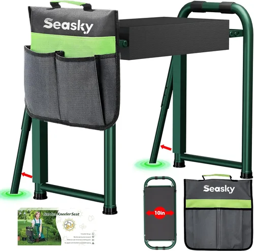 Vista 8 de seasky Rodillero y asiento plegable para jardín, banco de jardinería antivuelco, almohadilla gruesa y suave, taburete de jardinería resistente