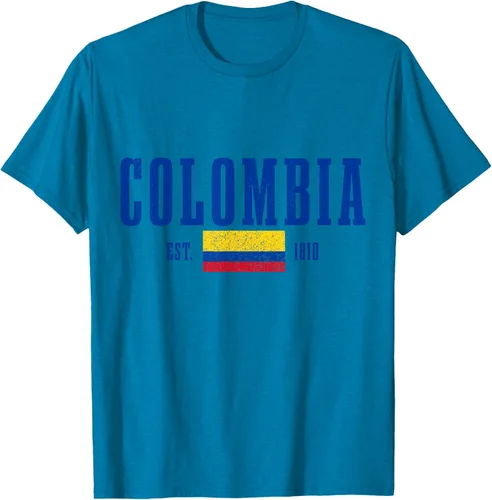 Vista 7 de Colombia Est. 1810 - Camiseta de Colombia Vintage, Negro, S