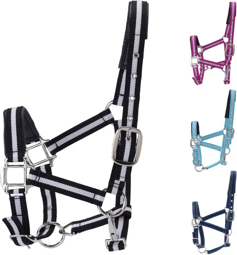 Vista 3 de Cabestros ajustables para caballos, correas y accesorios de nailon resistente, acolchados con espuma antirozaduras acolchada en la corona y la nariz