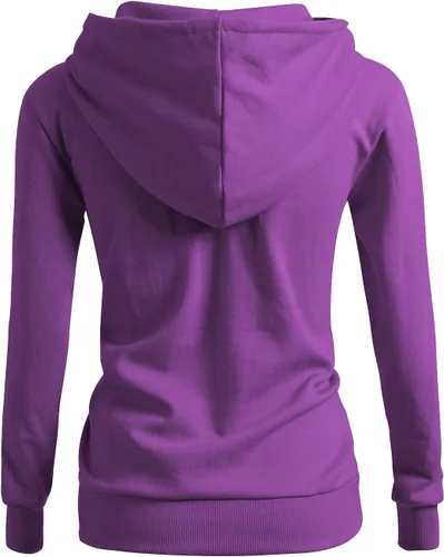 Vista 3 de CLOVERY Sudadera con capucha básica de manga larga con cremallera para mujer
