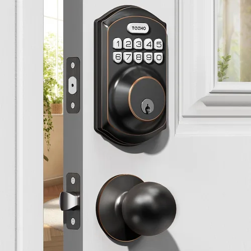 Vista 8 de TEEHO TE001K Cerradura de puerta de entrada sin llave con perilla para Negro mate