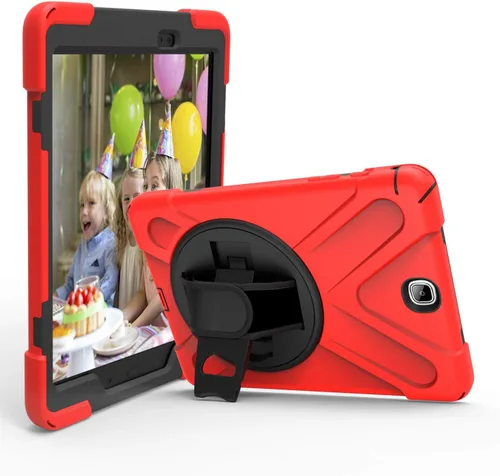 Vista 11 de IVY Funda con función atril de 360 grados compatible con Samsung Galaxy Tab A 9.7 2015 (SM-T550) con correa para la muñeca y correa para el hombro