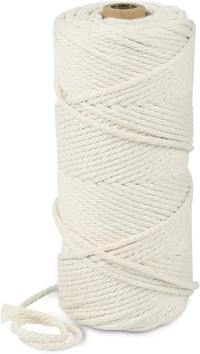 Vista 46 de Cordón de algodón para macramé 3mm x 109 yardas, cuerda de macramé natural color beige, suministros perfectos de algodón para macramé, para hacer