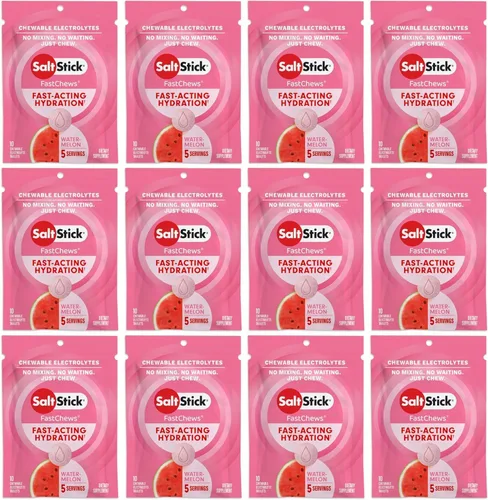Vista 9 de SaltStick Electrolyte FastChews - 120 unidades sabor manzana verde - Tabletas masticables de electrolitos para la hidratación, pastillas de sal - 10