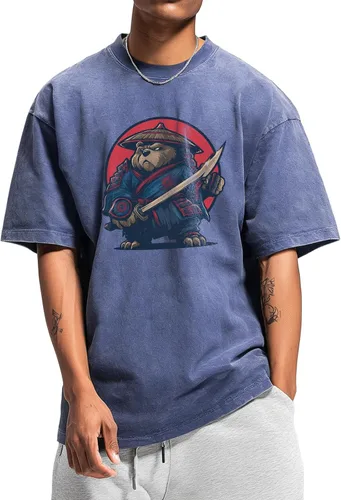 Vista 34 de domirica Camisetas gráficas para hombre, 100 % algodón lavado, manga corta, cuello redondo, Y2K, tallas grandes y altas, camisetas de verano 2026