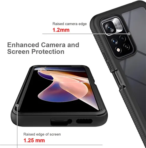 Vista 3 de Para Redmi Note 11 Pro Plus Phone Case, 2 en 1 Protección contra Caídas Híbrida Resistente Doble Capa Armor Funda Protectora - Negro