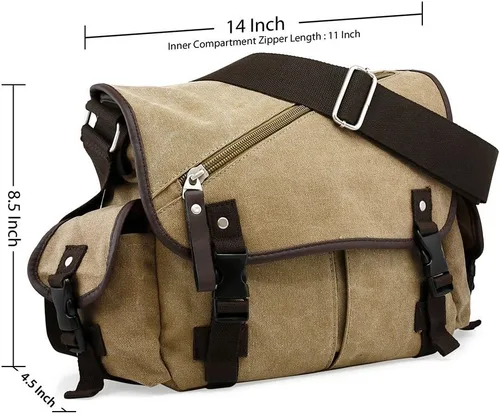 Vista 3 de OCT17 Bolso de mensajero para hombre, bolso de hombro universitario de lona vintage, bolso de mano militar para portátil