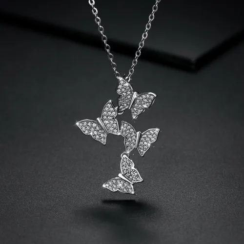 Vista 8 de Mints Collar con colgante de plata de ley con mariposa y circonita cúbica para mujer, 40,6 a 18.0in