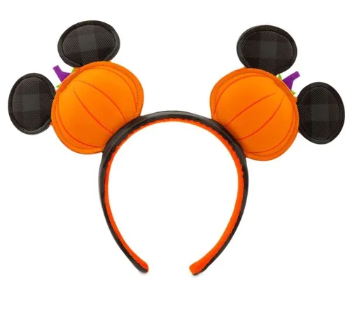Vista 2 de DisneyParks Diadema de orejas de Halloween Jack O Latern Mickey con orejas de calabaza naranja