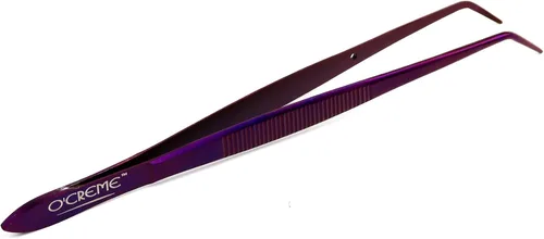 Vista 16 de O'Creme - Pinzas de cocina de acero inoxidable con punta fina Precision plating tongs in purple, 6.25 inches long — ideal for garnishing, plating