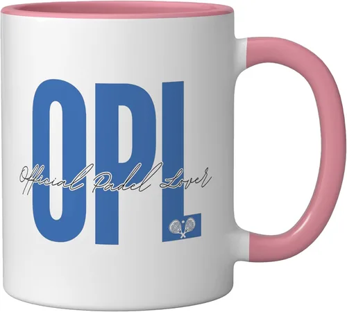 Vista 2 de OPL Official Padel Lover - Taza de cerámica, color rosa y blanco Rosa/blanco